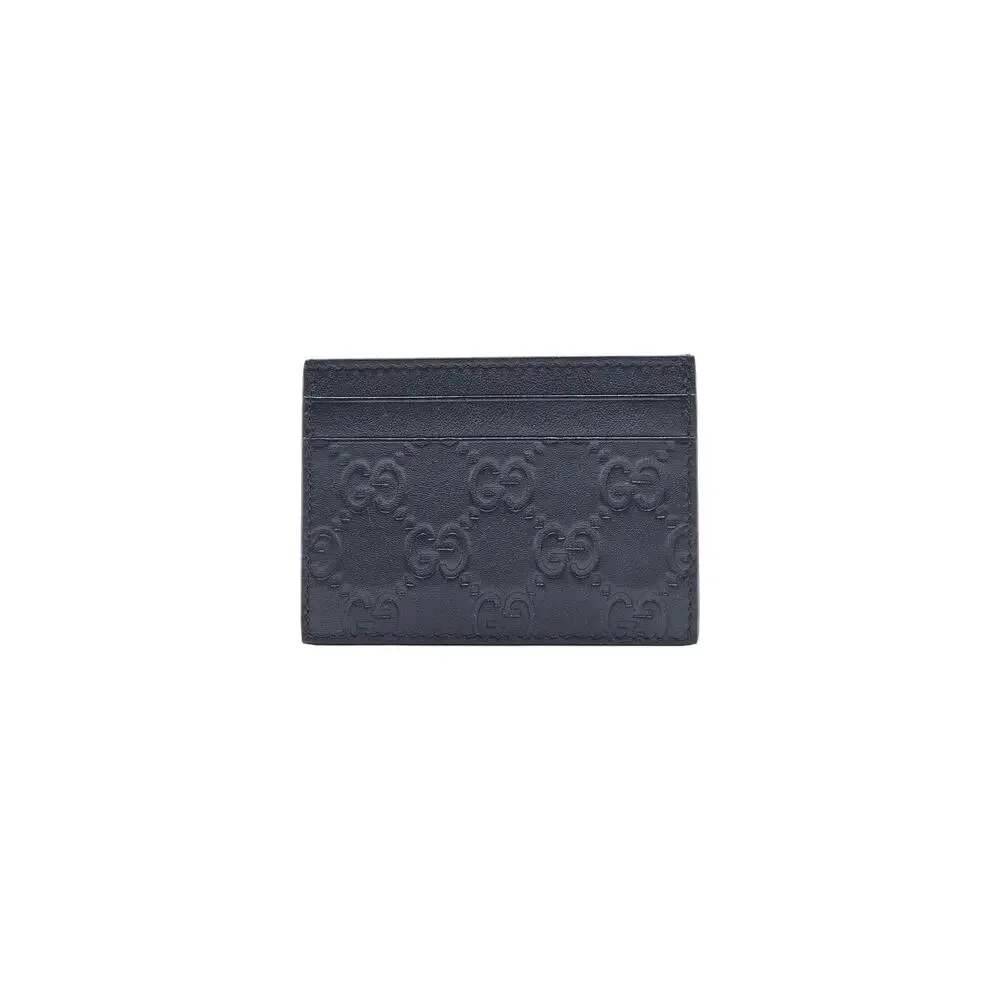 Gucci Guccissima GG Leather Card Holder Wallet Black - Preowned